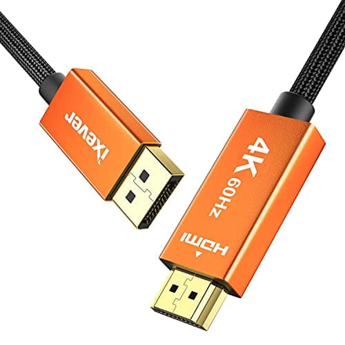 Image of IXEVER 4K DisplayPort to HDMI Cable 2M, Display Port to HDMI (Uni-Directional) Male to Male 4K@60Hz Video Cable Adapter for HDTV, Monitor, Projector