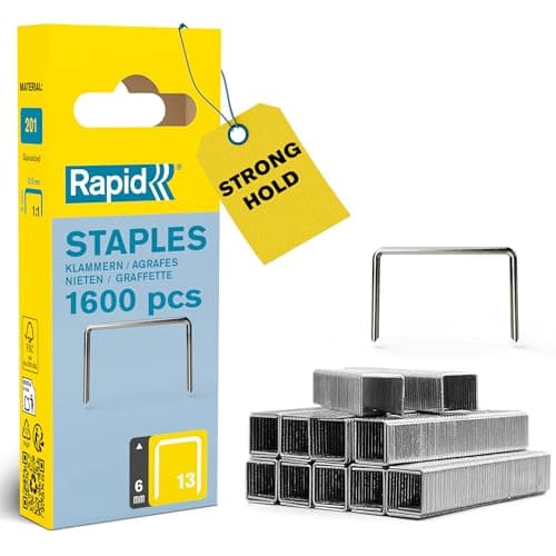 Image of Rapid High-Performance Staples for Textiles, Finewire No. 13, Leg Length 6mm, Staple Gun Staples, Galvanised Steel, 1600 Pieces, Boxed (40109519)