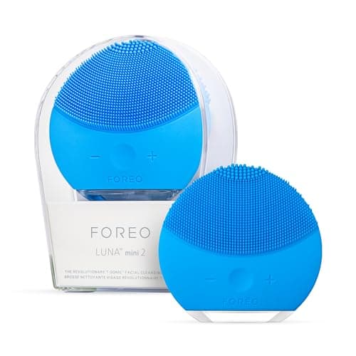 Image of FOREO LUNA mini 2 Facial Cleansing Brush - Travel Accessories - Face Massager Electric - All Skin Types Ultra-hygienic Skincare - Simple Face Wash - Silicone Electric Face Cleanser - Aquamarine