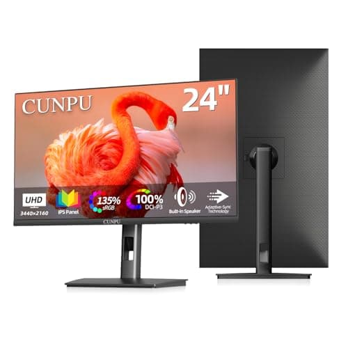 Image of CUNPU - 24" 4K Computer Monitor, UHD (3840x2160), IPS Panel for Photo and Video Editing, ΔE < 2, 185PPI, DCI-P3 100%, 1.07B+ Colors, HDR10, VESA, Height Adjustable, Vertical