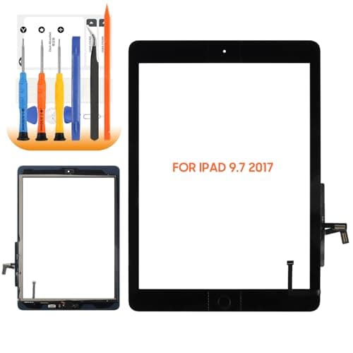 Image of AGCUT Screen Replacement for iPad 5 Touch Screen for iPad 5th Gen 2017 A1822 A1823 9.7 inch Touchscreen Digitizer Glass Panel with Repair Tools, with Home Button (Black)