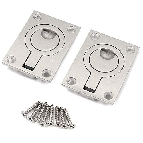 Image of Bestgle 2 Packs Flush Ring Plull Handle Hatch Locker, 62 x 44 mm Stainless Steel Boat Locker Cabinet Hidden Handle Recessed Furniture Boat Hatch Latch