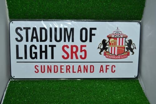 Image of Sunderland Afc Stadium Of Light Metal Street Sign. Safc Sports Memorabilia Street Sign 8X12 Inches