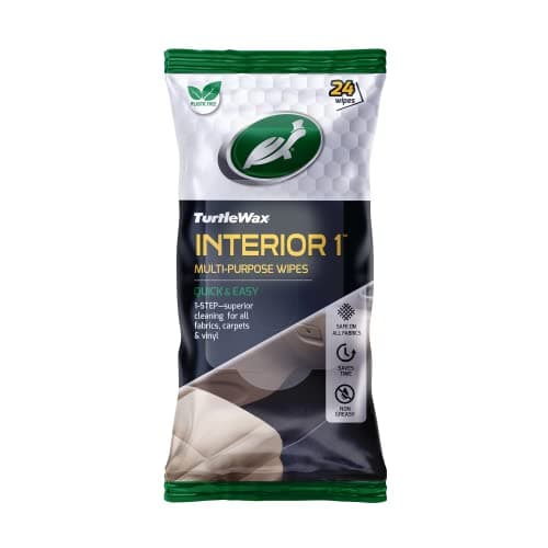 Image of Turtle Wax Interior 1 Multi-Purpose Wipes for Car Interior Multi-Purpose Car Interior Wipes Can Be Used On Fabrics, Carpets, Vinyl, Rubbers & Plastics - Tackles Dirt, Dust, Grime, Stains & Spills, 24