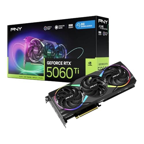 Image of PNY NVIDIA GeForce RTX 5060 Ti Epic-X ARGB OC Triple Fan Graphics Card (8GB GDDR7, 128-bit, Boost Speed: 2692MHz, SFF-Ready, PCIe 5.0, HDMI/DP 2.1, 2-slot, NVIDIA Blackwell Architecture, DLSS 4)