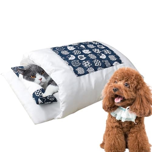 Image of Pet Cocoon Bed - 25.59x19.69 Inches Snuggle Sack Cave, Fabric Cotton Tunnel Design, No Deformation Sleeping Bag | Warm Winter Hideaway For Cats Small Dogs Puppies Kittens Indoor Comfort