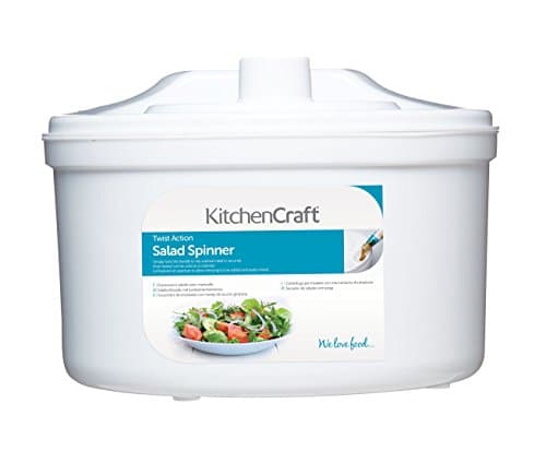 Image of KitchenCraft Salad Spinner and Dresser, BPA Free Plastic, Medium, 22.5 cm, White
