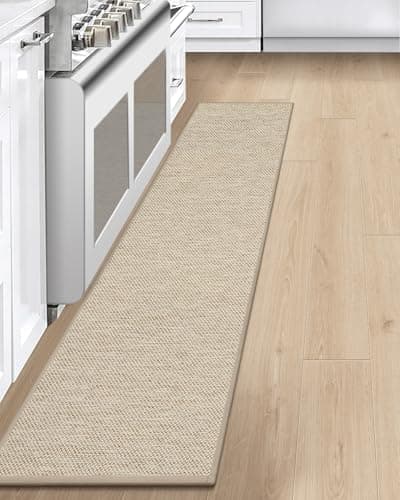 Image of LEKEEPGO Kitchen Rugs Non Slip Washable 43.5x200cm, Absorbent Kitchen Mat, Rubber Backed Kitchen Runner, Carpet Runner Rugs for Hallway, Laundry Room, Beige