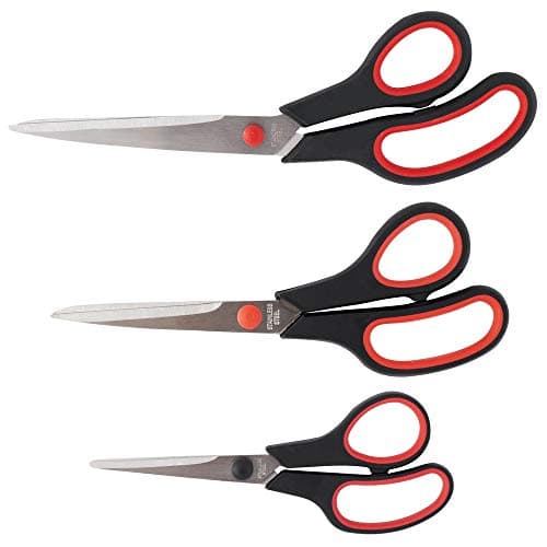 Image of D.RECT - SG-Mix 160 mm/210 mm/250 mm | Stainless Steel Cutting Scissors for Paper and Tapes | Rubber Handle, School Scissors for Use in Home and Office | Pack of 3 SG-Mix 160mm/210mm/250mm, 800007