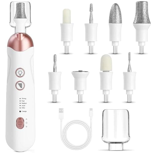 Image of AOGOE Manicure and Pedicure Set for Feet Women, Cordless Manicure and Pedicure Set, 9 in 1 Rechargeable Electric Nail Files with LED Light, Home Use Electric Nail Drill for Cuticles Hard Skin Removal