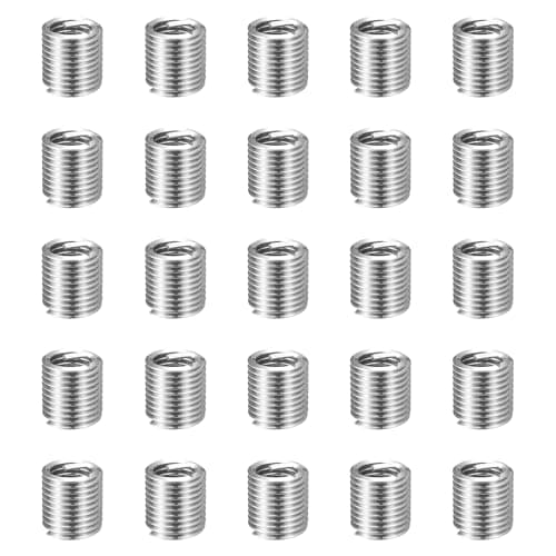 Image of sourcing map 50pcs Wire Thread Repair Inserts M5 x 0.8 x 2D (10mm) Metric 304H Stainless Steel Helical Coiled Wire Screw Threaded Sleeve Sheath for Automotive Repairs