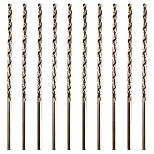 Image of Box Of 10-3mm x 100mm Flute x 150mm Extra Long Series HSS Cobalt Jobber Drill Bits For Stainless Steel, Hard Metals, Aluminium, Cast Iron, Copper. DIN1869 Twist Drill Bit