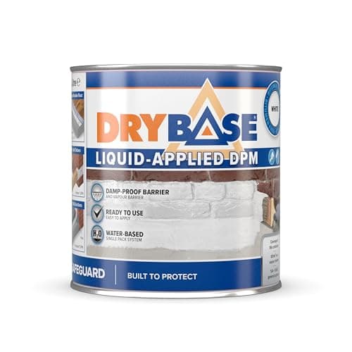 Image of Drybase Liquid Damp Proof Membrane (1 Litre, White) - Damp Proofing Paint for Internal Walls and Floors. Waterproof Paint