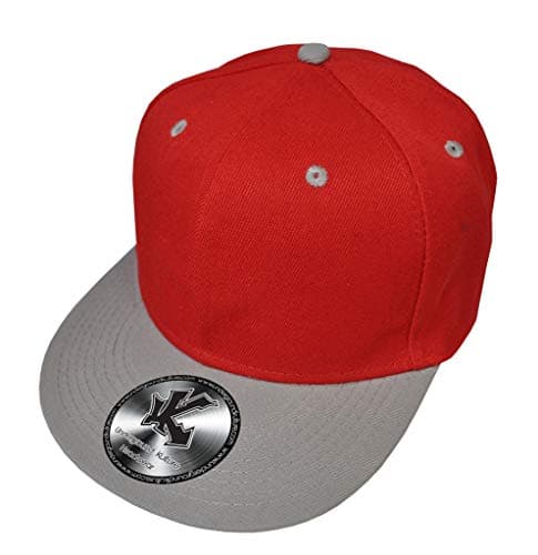 Image of Underground Kulture 2-Tone Plain Blue & Red Snapback Baseball Cap - Flat Peak Adjustable Blank Urban Streetwear Hat for Men & Women: Classic Hip Hop Style Visor Headwear, One Size Fits Most Item