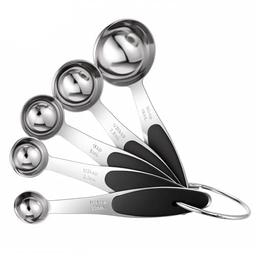 Image of 5Pcs Stainless Steel Measuring Spoons Set, Metal Measuring Spoons Set, Table Spoon Measure Spoon for Coffee, Teaspoon Scoop Kitchen Gadgets Cooking, Silver