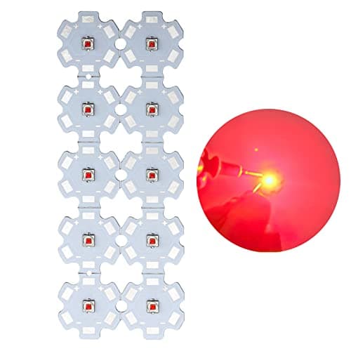 Image of LedWekei Led Chip Bulb,3V 3W Red High Power Led Beads,LED Module Pixels Red Light Little LEDs Lampon Aluminum Heat Sink PCB BoardLed Bulb Cob for Pinspot Light Floodlight (Pack of 10)
