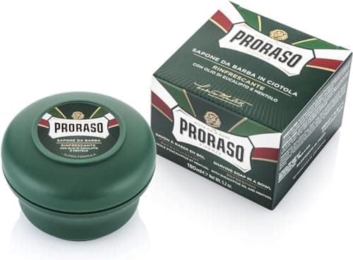 Image of Proraso Shaving Soap in a Bowl, 150ml, Refreshing and Toning Shaving Soap For Men with Eucalyptus Oil and Menthol, Made in Italy, Green