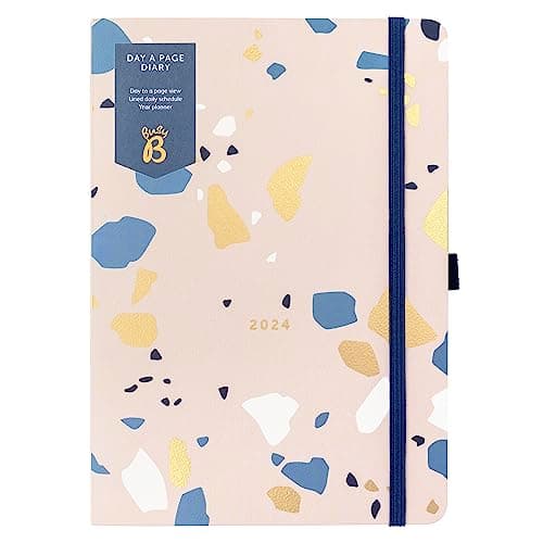 Image of Busy B Day A Page Diary January to December 2024 - A5 Terrazzo - Daily Planner with Lined Pages, Notes and Year Planner