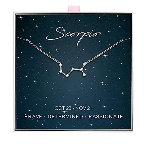 Image of ALoveSoul 925 Sterling Silver Constellation Horoscope Zodiac Scorpio Necklace, Gift for Women Girls