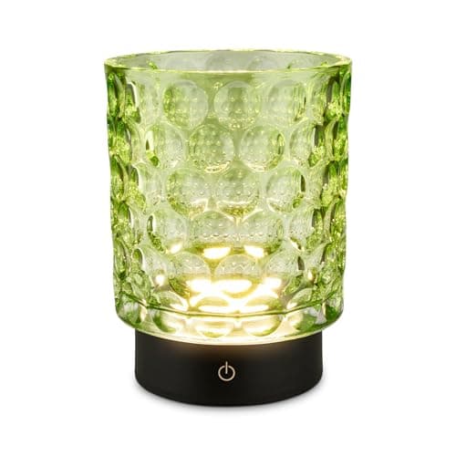 Image of BRILONER - LED Table Lamp Cordless IP44, Glass Body, Touch, Dimmable, Rechargeable Battery & Light Source Replaceable, Bedside Light, Candle Lamp, Decorative Lamp, Christmas Lights, 15x11cm, Green