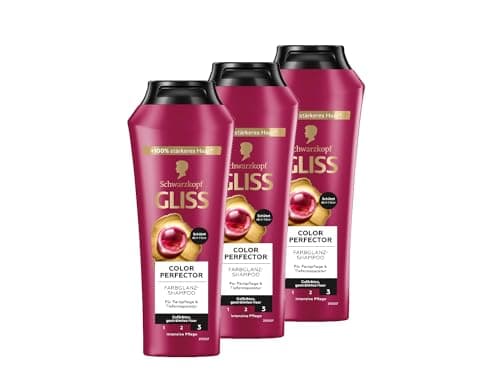 Image of Gliss Colour Perfector Shampoo (3 x 250 ml), Hair Shampoo with Hyaluronic Complex and Cranberry Extract, Colour Shampoo for Coloured, Highlighted and Coloured Hair