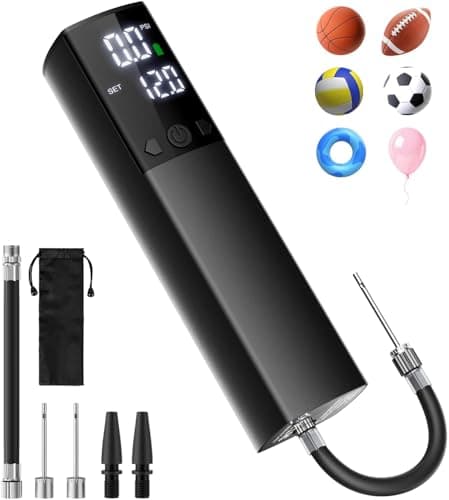 Image of Electric Ball Pump,Smart Air Pump Portable Fast Ball Inflation with Accurate Pressure Gauge and Digital LCD Display for Basketball Football Soccer Volleyball Swimming Ring Balloon