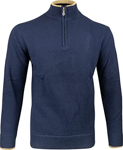Image of JACK PYKE Ashcombe 100% Lambswool Long Sleeve Zip Knit Jumper Pullover Navy Blue Large