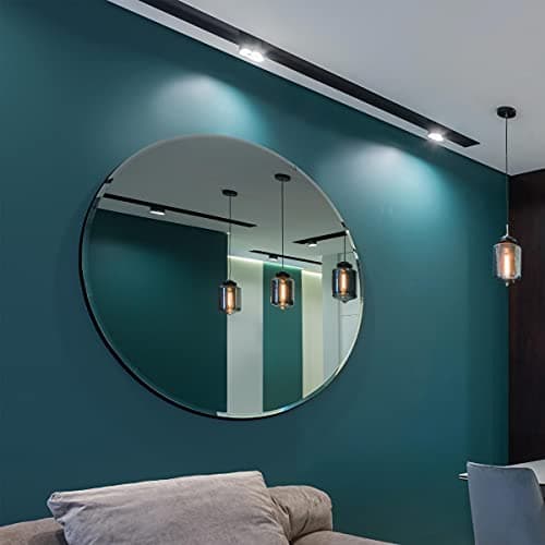 Image of MirrorOutlet All Glass Bevelled Classic Design Round Mirror 120 x 120CM 4ft x 4ft, Frameless, YC130