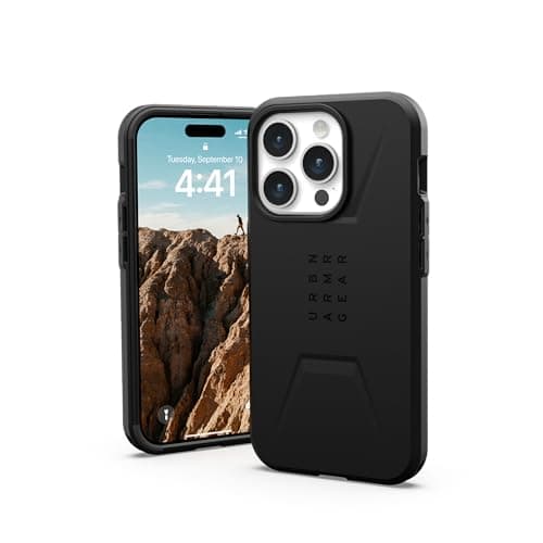 Image of URBAN ARMOR GEAR UAG Case [Updated Version] Compatible with iPhone 15 Pro Case 6.1" Civilian Black Built-in Magnet Compatible with MagSafe Charging Rugged Mil-Grade Dropproof Protective Cover