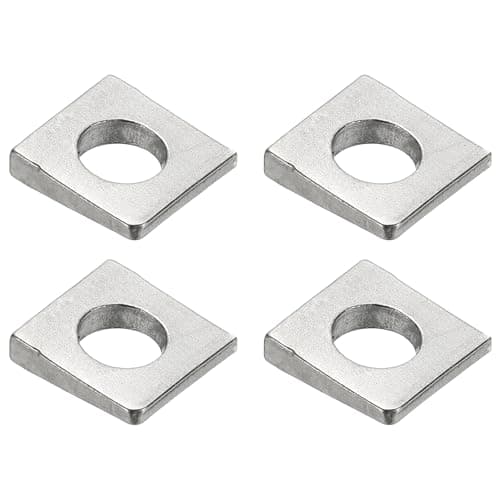 Image of PATIKIL 4pcs Beveled Square Washers, M10x22mm Square Beveled Washers Bearing Strut Plate Flat Pad Spacer 304 Stainless Steel for 10mm Bolts Wedge Shim Leveling Fastener Nut Gasket, Silver