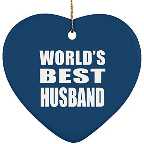 Image of Designsify Christmas Tree Decoration, World's Best Husband, Heart Ornament Blue, Gifts for Birthday Anniversary Valentines Mom Mothers Fathers Day Party, to Men Women Him Her Friend Mom Dad Wife