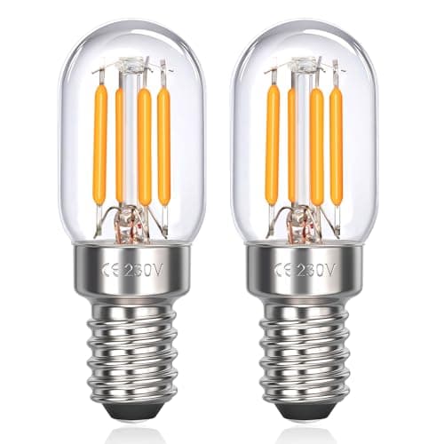 Image of Akynite T22 E14 LED Fridge Bulb Warm White 2700K, AC 230V, SES Pygmy 3W Replacement for 25W Incandescent, Small Screw Cooker Hood Light, Salt Lamp Bulb, Pack of 2