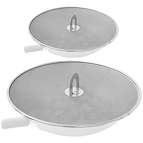 Image of Snowyee Splatter Screen for Frying Pan, Grease Splatter Guard Stainless Steel Large 13” and Small 10” Shield (2 in 1 Set)