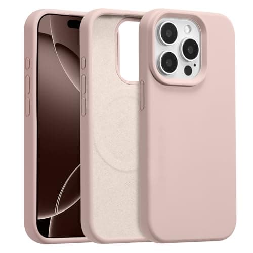 Image of UCASONG Magnetic for iPhone 13 Pro Max -6.7Inch Liquid Silicone Phone Case, Compatible with MagSafe, Cute Plain Solid Color Slim Case Soft Smooth Matte Shockproof Protective Cover, Pink