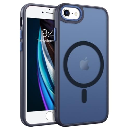 Image of BENTOBEN Magnetic for iPhone SE/7/8 Phone Case[Compatible with MagSafe], Military Grade Drop Protection Matte Translucent Back Anti-Fingerprint Shockproof Cover for iPhone 7/8/SE(2020)/SE(2022), Blue