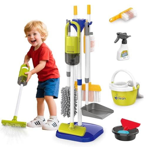 Image of Kids Cleaning Toys Set,14PCS Toddler Cleaning Toys with Broom and Dustpan Mop set, 2in1 Vacuum That Really Works,Toddler Vacuum Cleaner, Pretend Play Cleaning Supplies for Boys Girls Age 3-8 (Blue)
