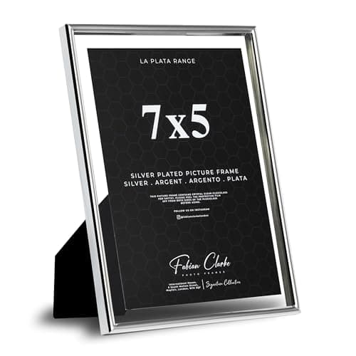 Image of Silver Plated Photo Frame Picture Frame Floating Style Plain Polished Finish and Tarnish Protected for Wedding Picture or Family Photos (7x5)