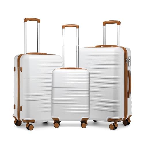 Image of British Traveller 3Pcs Suitcase Set with 4 Spinner Wheels TSA Lock 20" 24" 28" Travel Trolley Case