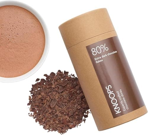 Image of Knoops Dark Hot Chocolate Flakes, 80% Extra Dark Luxury Hot Drinking Chocolate, Delicious Cocoa Drink with Real Choc Flakes, All Natural Vegan Ingredients, 250 g, Equal to 8 Serving Sachets