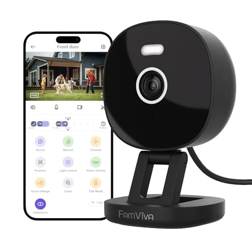 Image of FAMVIVA 2K Security Camera Wired, Outdoor/Indoor for Home, Pet, Baby, Nanny, IP65 Waterproof Color Night Vision, White Light & Siren, Recording, Motion Detection, Works with Alexa, 2.4GHz WiFi, Black