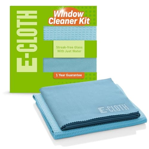 Image of E-Cloth Window Cleaner Kit - Streak-Free Glass Cleaning Cloth, Microfiber Towel Kit for Windows, Car Windscreens, Mirrors - Blue