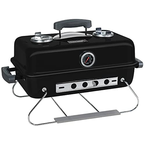 Image of George Foreman Premium On-The-Go Portable Charcoal Barbecue, Two Part Rack, Adjustable Airflow, Portable, Simple Assembly, Camping and Travel BBQ with Heat Resist Carry Handle, GFPTBBQ1004B