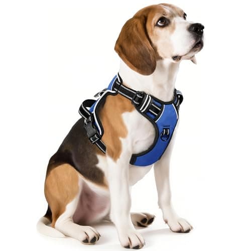 Image of HEELE Dog Harness Medium No Pull Dog Vest Harness with Soft Padded Handle Reflective Pet Harness for Outdoor Training Walking, Blue, M