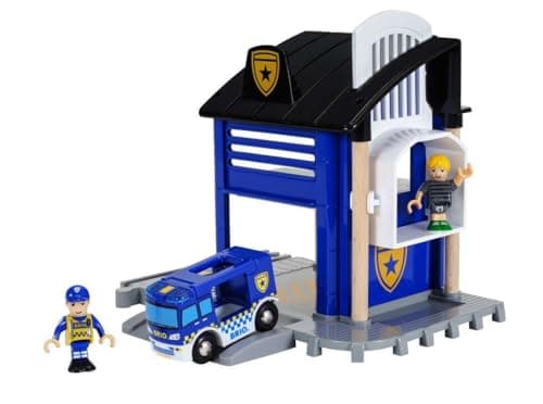 Image of BRIO World Police Station for Kids Age 3 Years Up - Wooden Railway Train Accessories and Add Ons