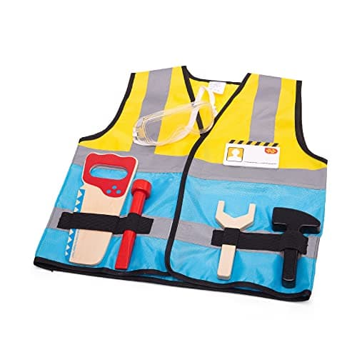 Image of Bigjigs Toys Kids Construction Outfit - Kids Builder Costume for 3-5 Years, Complete with Toy Tools Set, Ideal Pretend Play Costume, Gift for Boys & Girls