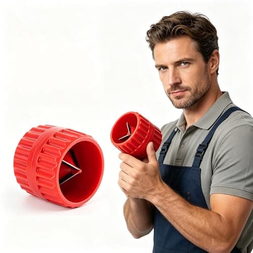 Image of Pipe Deburring Tool, External Deburrer and Chamfer Tool, Universal Pipe Reamer for 4mm-38mm (0.12in-1.5in) Plastic, Copper, PVC Pipes and Hoses, 1-Piece, Red