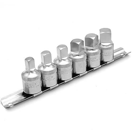 Image of DAKCOS Oil Drain Plug Key Set, 1/2" Drive, 6 PCS Oil Service Socket Set Metric 8mm/10mm/12mm/14mm,3/8" 1/2",CR-V