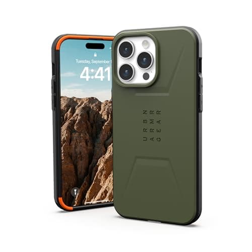Image of URBAN ARMOR GEAR UAG [Updated Version] Case Compatible with iPhone 15 Pro Max Case 6.7" Civilian Olive Drab Built-in Magnet Compatible with MagSafe Charging Rugged Mil-Grade Dropproof Protective Cover