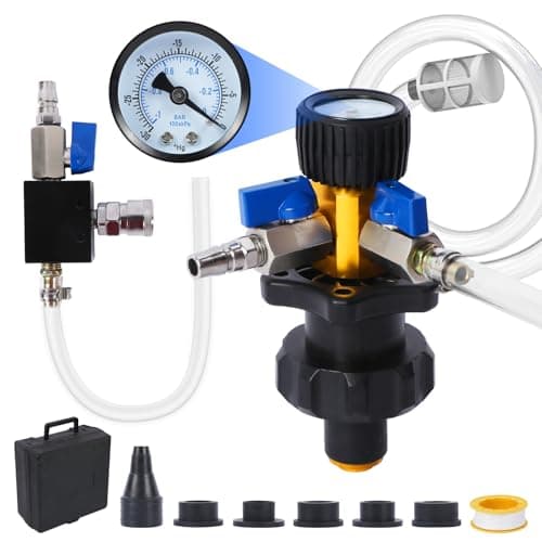 Image of MRCARTOOL Automotive Coolant System Refiller Cooling System Vacuum Purge and Refill Kit Car Pneumatic Antifreeze Filler Coolant Vacuum Filling Kit with 5 Adapters and 2 Air Connectors, Toolbox