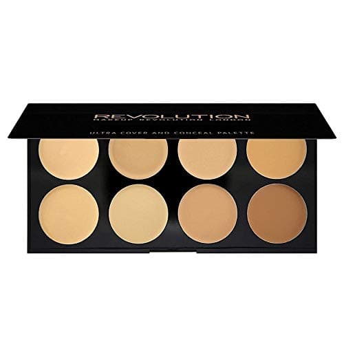 Image of Makeup Revolution Ultra Cover & Concealer Palette, Ultimate Coverage, Light, 8 Shades, 10g